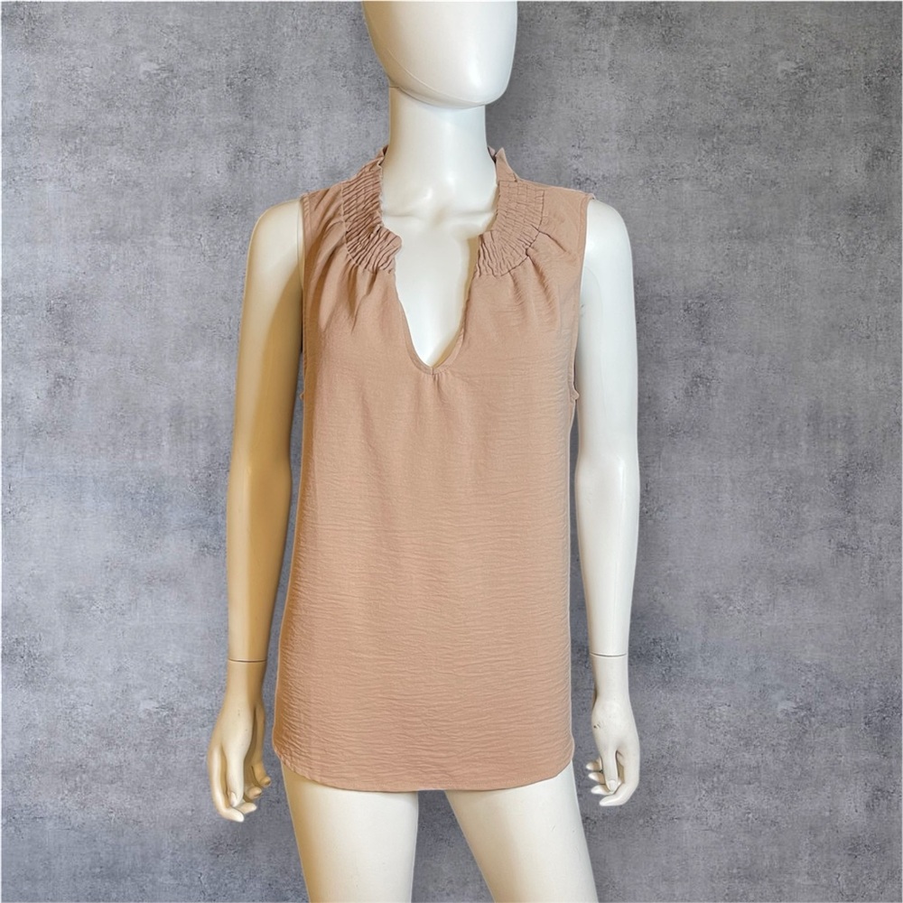 Misia Sleeveless Blouse in Soft Tan